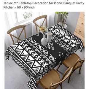 Modern Black and White Tribal Tablecloth
